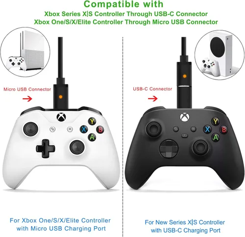 Vista 2 de Lithium Rechargeable Battery Pack for Both Xbox Series XS and Xbox OneSXEliteElite 2 Controller Plug Play and Charge Kit Charging Status LED Long