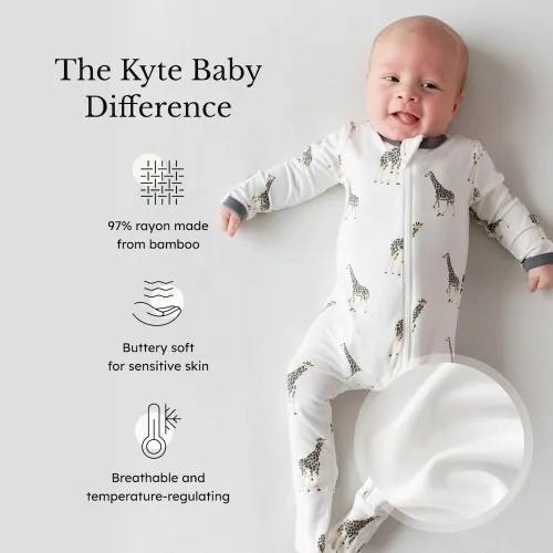 Vista 2 de KYTE BABY Pies unisex con cierre de cremallera, rayón hecho de bambú, 0-24 meses