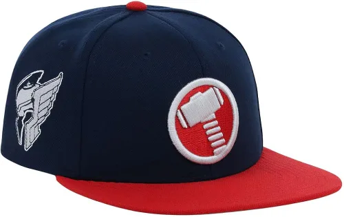 Vista 3 de Marvel Thor Adulto Moda Ajustable Snapback Flat Bill Cap dkgryrojo, Punto bajo gris oscurorojo