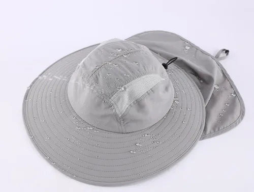 Vista 5 de Home Prefer - Gorra de protección solar SPF 50+ para hombre con ala ancha y solapa para el cuello