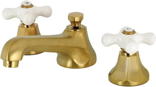 Vista 7 de Kingston Brass KS4462PX Metropolitan Grifo de Lavabo Generalizado con Mango Cruzado de Porcelana, Latón Pulido
