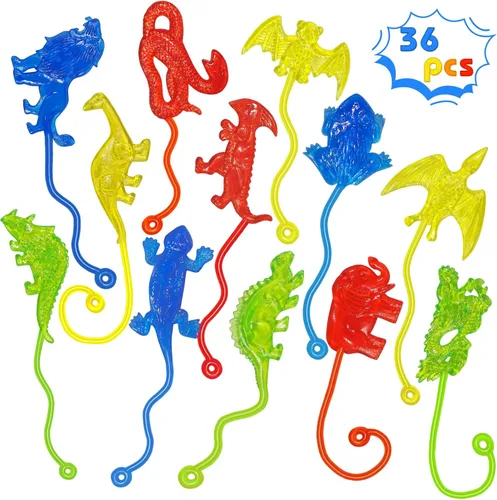 Vista 15 de Sticky Hands a Granel 36 Piezas Favores de Fiesta de Tractores y Autos para Niños Juguetes de Mano Pegajosa Elástica con Forma de Tractores Rellenos