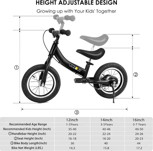 Vista 6 de Balance Bike 2 in 1,The Dual Use of a Kids Balance Bike and Toddler Bike, for 2 3 4 5 6 7 Years Old -12 14 16 Inches with Training Theory, Brake