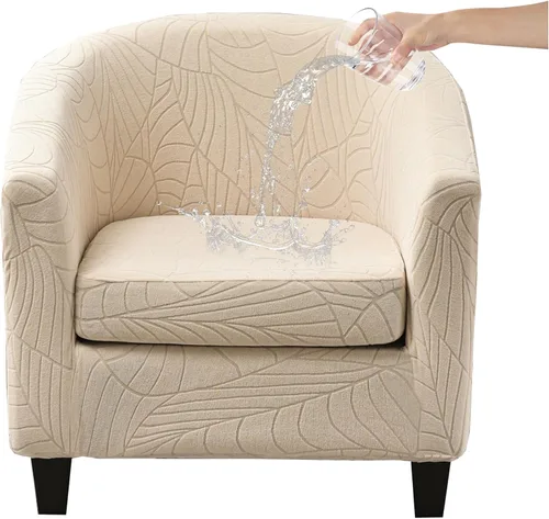 Vista 40 de CRFATOP - Funda elástica para sillón de club (2 piezas) 1 Club Cover & 1 Cushion Cover, Soft Round Tub Sofa Covers, Pet Friendly, Washable