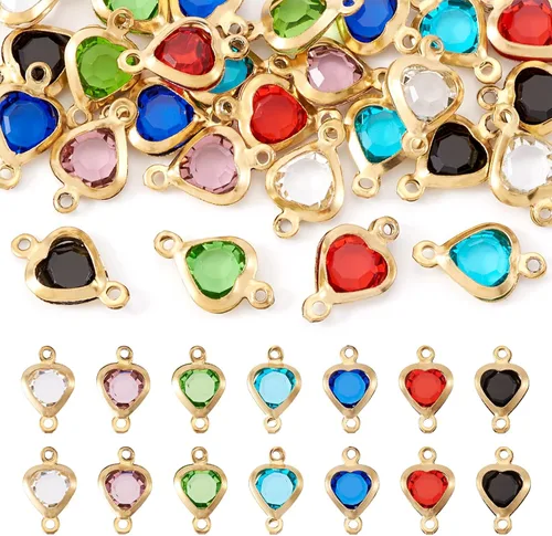 Vista 9 de Heart Connector Charms Faceted Crystal Love Heart Link Charms Valentines Linking Pendants with Double Loops for DIY Bracelet Necklace Jewelry Making