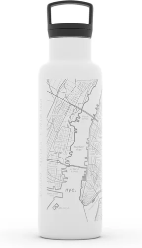 Vista 196 de Well Told Botella de agua aislada con mapa de Washington DC grabado, botella de acero inoxidable grabada (21 onzas, blanco) botella aislada de mapa