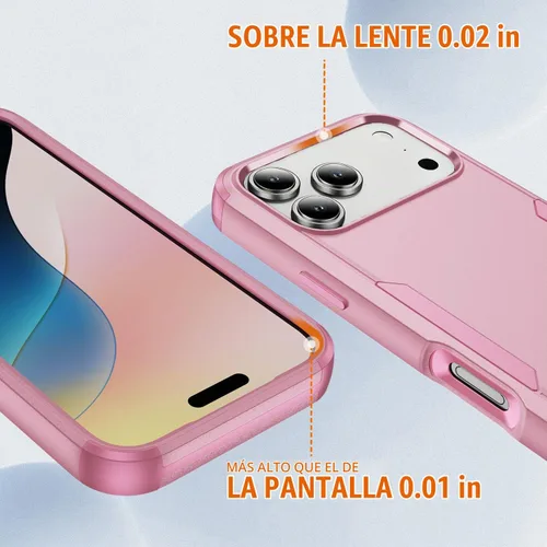 Vista 4 de Funda protectora para iPhone 17 Pro Max, tres capas, resistente, a prueba de golpes, a prueba de caídas, con armadura de goma de cuerpo completo