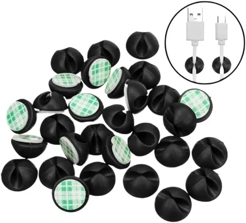 Vista 2 de Clips de cable Organizador de cables de silicona para Coche, soporte de cargador de almacenamiento de cables de escritorio para tableta, carga USB