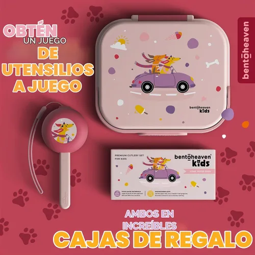Vista 6 de Bentoheaven Lonchera Bento para niños, 3 compartimentos, 30 onzas, rosa Rosa coral