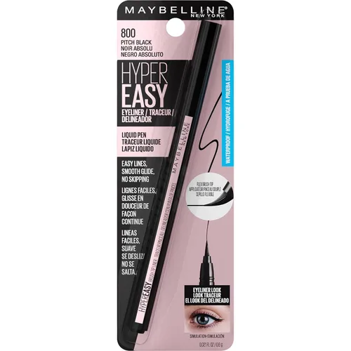 Vista 9 de Maybelline Hyper Easy - Delineador líquido de ojos, acabado satinado, fórmula a prueba de agua, delineador de ojos, Pitch Black, 0.018 Fl.oz.