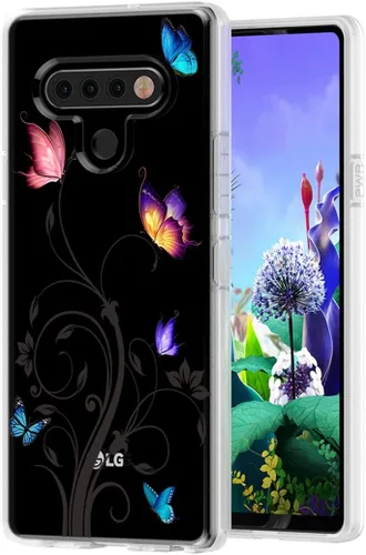 Vista 4 de Funda transparente para LG K51, Q51 - TPU suave a prueba de golpes Funda protectora para LG K51 Butterfly