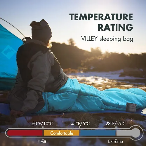 Vista 6 de VILLEY Mummy Sleeping Bag, Lightweight Backpacking Sleeping Bag for Adults & Kids, Camping Hiking Equipment for 3-4 Seasons