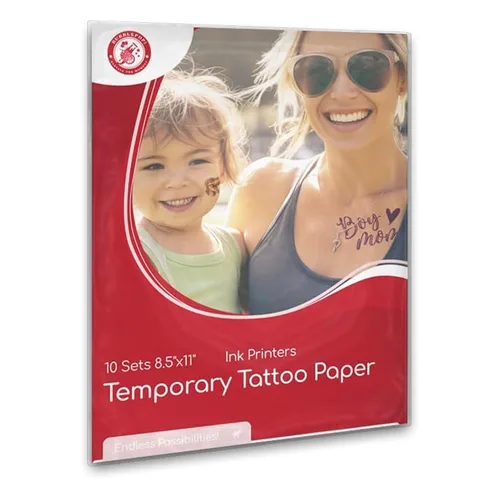 Vista 8 de BubblePop! Papel de tatuaje temporal imprimible para impresora de inyección de tinta, seguro para la piel, resistente al agua, hojas en blanco
