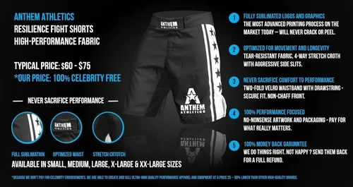 Vista 3 de Anthem Athletics Resilience MMA Shorts - 20+ Styles - Pantalones cortos de combate, BJJ, Muay Thai, WOD, Cross-Training, OCR