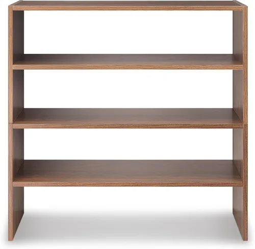 Vista 6 de Whitmor - Estante para zapatos apilable de madera con 2 estantes, nogal, 61 centímetros, paquete de 2