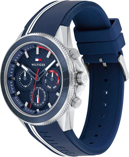 Vista 2 de Tommy Hilfiger Mens Quartz Multifunction Stainless Steel and Silicon Strap Sporty Watch