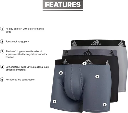 Vista 2 de adidas Ropa interior de maletero de rendimiento para hombre (paquete de 3) -2020