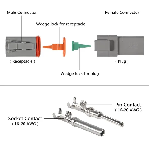 Vista 3 de AITRIP Kit de conector DT Deutsch de 188 piezas (12 juegos), conector de 2 pines, 3, 4, 6, 8, 12 pines con contactos sólidos de tamaño 16