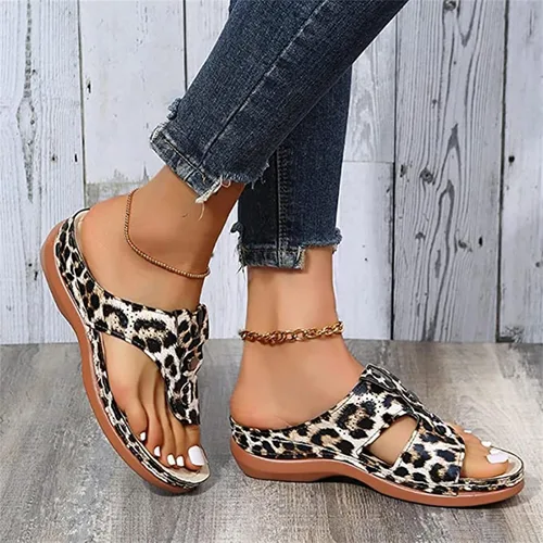 Vista 34 de Ladmiple Sandalias ortopédicas florales de moda 2023 con soporte de arco, zapatillas romanas casuales con puntera abierta