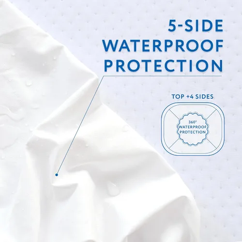 Vista 6 de LUCiE Protector de colchón transpirable – Algodón, estilo sábana bajera, impermeable, hipoalergénico, sin ruido, bolsillo profundo para hasta 14