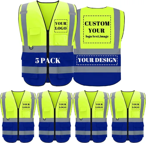 Vista 30 de BeautyWill Chaleco de seguridad personalizado con logotipo Clase 2 Chaleco reflectante de alta visibilidad Chaleco de trabajo protector