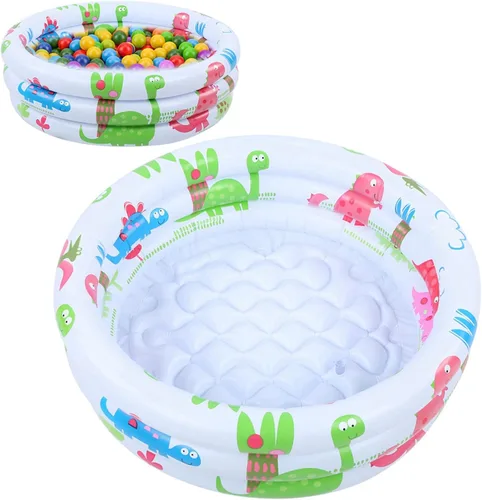 Vista 3 de Piscina infantil inflable redonda blanca de PVC para niños y niños pequeños, fácil de almacenar y transportar, ideal para patio trasero, baño, playa