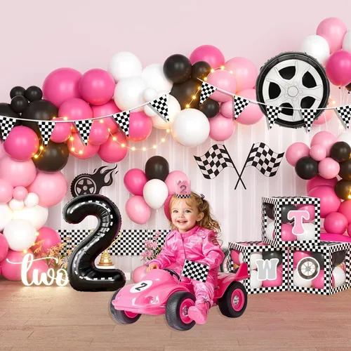 Vista 6 de Dos decoraciones de cumpleaños rápidas: 118 piezas, 2 suministros de fiesta de cumpleaños rápidos con telón de fondo, guirnalda de globos, cajas
