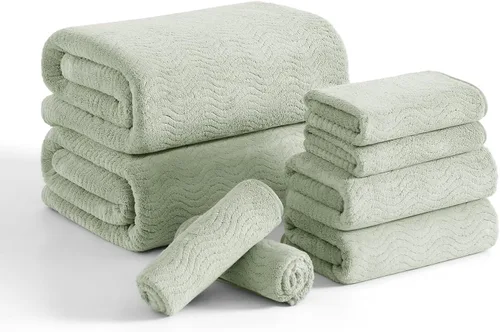 Vista 38 de Juego de toallas de baño de 8 piezas 2 toallas de baño grandes de gran tamaño, 2 toallas de mano y 4 paños Juego de toallas de baño ultrasuaves