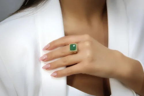 Vista 5 de Lovely Green Aventurine Ring - Artisan-crafted Fashion Jewelry for Women - Statement Rings for Fashion, Healing Crystal Rings - Custom Size and