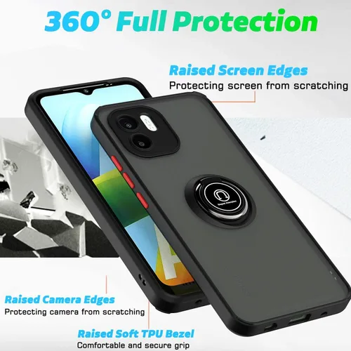 Vista 4 de Funda compatible con Xiaomi Redmi A1, compatible con Xiaomi Redmi A1 Funda para teléfono con soporte en forma de anillo Negro