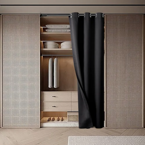 Vista 2 de BGment Cortina negra de puerta de 80 pulgadas de largo para puerta, cortina de armario de dormitorio, aislamiento térmico, con ojales, divisor