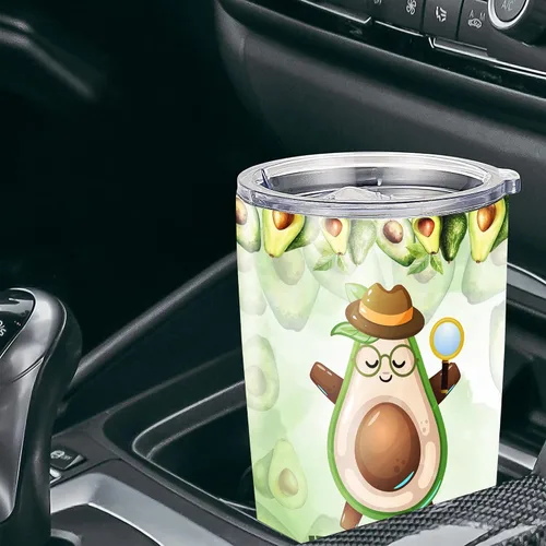 Vista 4 de Dorris Vaso de aguacate personalizado con diseño de aguacate, no aguacate, taza de café de viaje con tapa de acero inoxidable para mujeres, hombres