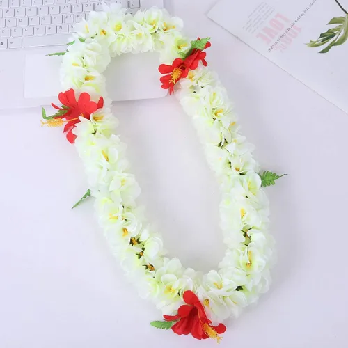 Vista 2 de Leis de flores hawaianas Luau para adultos, collar jumbo Mahalo, Leis floral, graduación, boda, Leis (collar estilo 7)