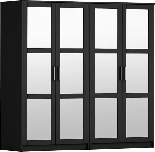 Vista 3 de Palace Imports Armario urbano de 4 puertas de madera maciza 100% con puertas espejadas