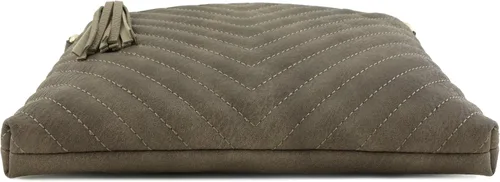 Vista 4 de Bandolera o bolsa mediana con patrón triangular, de estilo cruzado, acolchada y con borla