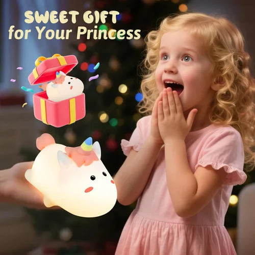 Vista 3 de Dealswin Regalos de Navidad para niñas, bonita luz nocturna LED de silicona de animales para niños, lámpara táctil que cambia de color, lámpara