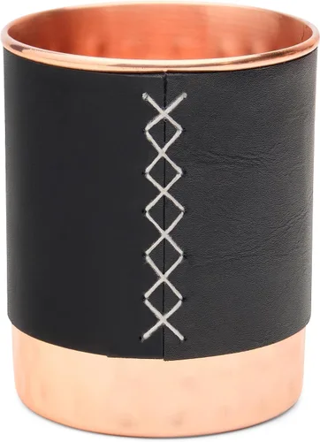 Vista 8 de Kitchen Science Botella de cobre ayurvédica auténtica (1000ml/34oz) con vaso de cobre y fundas de cuero para agua potable Testada en laboratorio