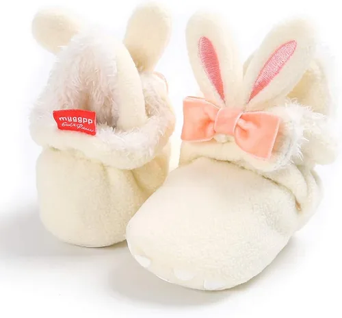 Vista 5 de TIMATEGO - Pantuflas tipo botines de felpa con suela antideslizante para recién nacidos, bebés, niños y niñas