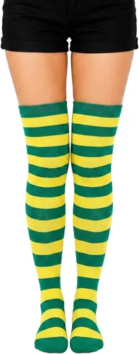 Vista 20 de Calcetines altos para mujer, calcetines altos a rayas hasta el muslo Bandera estadounidense