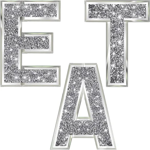 Vista 10 de ZOLAPI 3 piezas Letras Independientes BAR. Letras de Cristal Diamante Glamorosas. Vidrio Espejo Plateado Decoración del Hogar para Pared, Cocina