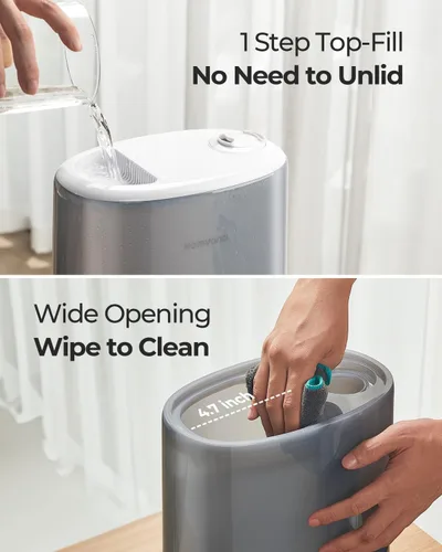 Vista 6 de Homvana Humidificador para habitación grande, 7 L (807 pies ²), niebla inteligente cálida y fría, humidificadores de llenado superior