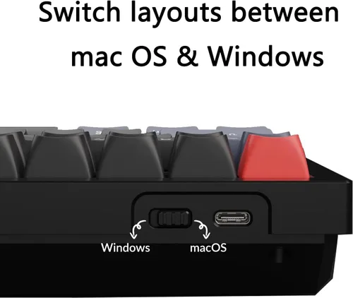Vista 5 de Keychron V1 75% Layout - Teclado mecánico con cable QMKVIA personalizado, con perilla retroiluminación RGB compacta macro programable, teclas K Pro