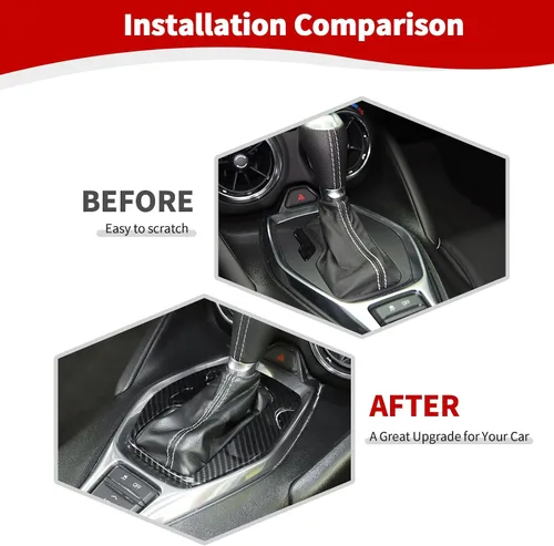 Vista 2 de RT-TCZ Para Camaro Gear Shift Panel Cover Trim Fibra de Carbono para Chevy Camaro 2016-2024 Accesorios interiores de fibra de carbono Negro