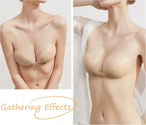 Vista 3 de Push Up Strapless Bras for Women, Lift Up Silicone Adhesive Bra, Reusable Invisible Sticky Bra for Backless Dress