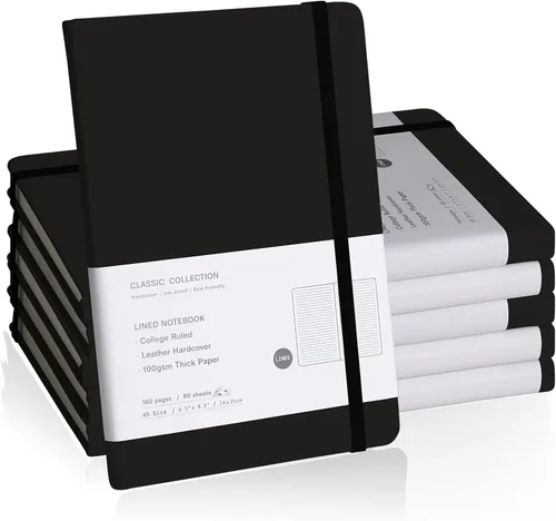 Vista 9 de Cuaderno rayado con tapa dura para hombres y mujeres – Cuadernos para escribir, trabajo, escuela, hogar y notas diarias, 160 páginas – Tamaño A5