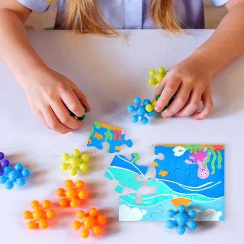 Vista 2 de Rompecabezas en blanco para dibujar, rompecabezas de bricolaje y piezas para escribir, aprendizaje interactivo y espacios en blanco para niños, 24