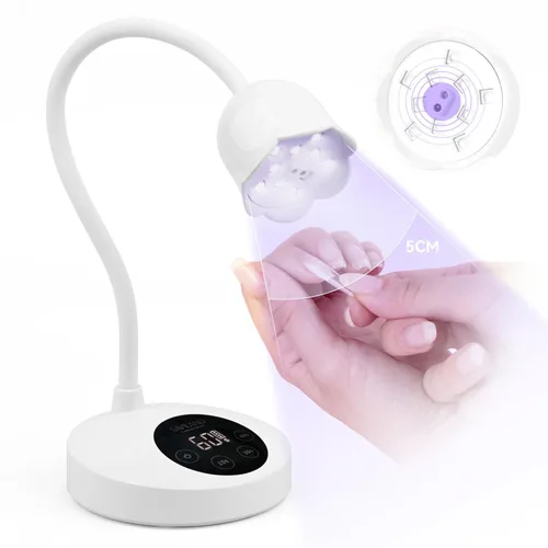 Vista 7 de SAVILAND Lámpara LED UV para uñas: Mini luz UV de 36 W para uñas de gel con soporte para cepillo de uñas, lámpara de uñas de gel y luz de curación