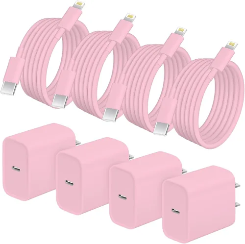 Vista 9 de AISNI Cargador para iPhone de carga rápida, paquete de 4 unidades de 20 W PD USB C con cable de carga rápida de 6 pies certificado MFi para iPhone