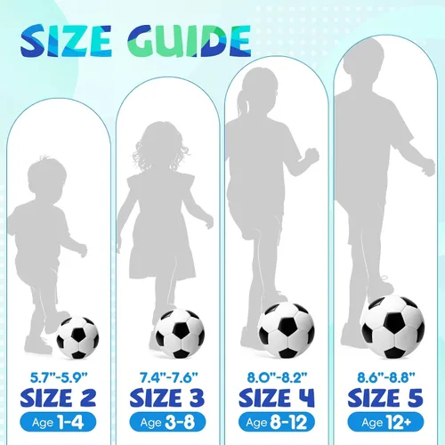 Vista 2 de Soccer Ball Size 5 Size 4 Size 3 Size 2 with Pump Deflated - 2 Pack Standard Indoor Outdoor Training Ball Black and White - Gift for Adult Youth