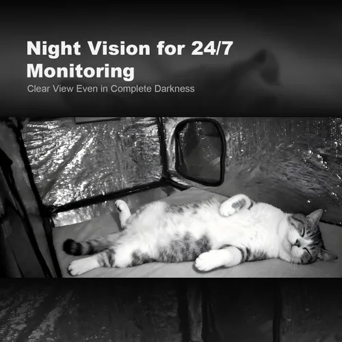 Vista 5 de Mini cámara WiFi 2.4G para casa de gato con calefacción (uso enchufable), 1080P HD, visión nocturna, detección de movimiento, ultra gran angular